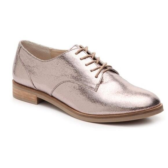 Steve Madden Women’s Addan Gold Oxfords Metallic Lace Up Flats Shoes Size 6 - Picture 1 of 6